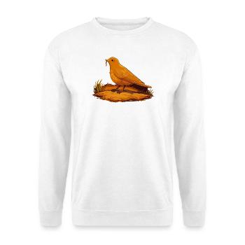 Oiseau orange avec un ver au sol - Sweat-shirt Unisexe - blanc - Devant