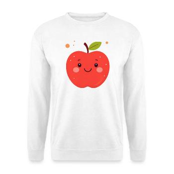 Kuscheliger Apfel Cartoon - Unisex Pullover - Weiß - Vorne - Alina (178cm) & Michal (187cm)