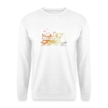 Lokomotive Zeichnung Vintage Look - Unisex Pullover - Weiß - Vorne - Alina (178cm) & Michal (187cm)