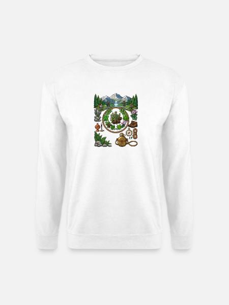 Vintage Pixel Art Wandern Vorteil & Naturerkundung - Unisex Pullover - Weiß