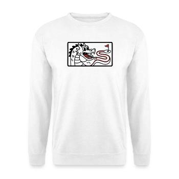 Minigolf Retro Cartoon Golfball JGA Team - Unisex Pullover - Weiß - Vorne - Alina (178cm) & Michal (187cm)