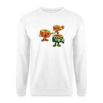 Fröhliche Sushi-Crew - Unisex Pullover - Weiß - Vorne - Alina (178cm) & Michal (187cm)