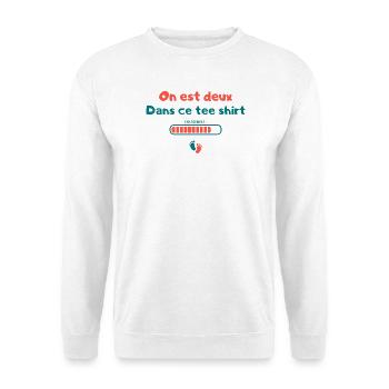 On Est Deux Dans Ce Tee Shirt Grossesse - Sweat-shirt Unisexe - blanc - Devant