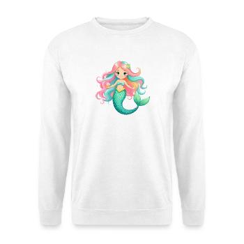 Kleines Mädchen als süße Meerjungfrau - Comic-Art - Unisex Pullover - Weiß - Vorne - Alina (178cm) & Michal (187cm)