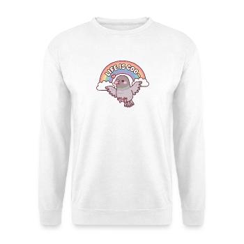 Un pigeon mignon volant parmi la vie arc-en-ciel est un jeu de mots coo - Sweat-shirt Unisexe - blanc - Devant