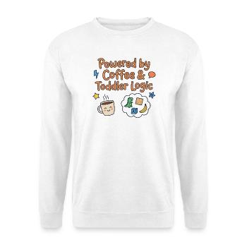Angetrieben von Kaffee- und Kleinkindlogik - Unisex Pullover - Weiß - Vorne