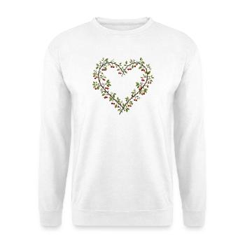 Kirschherz aus Ästen und Blättern - Unisex Pullover - Weiß - Vorne