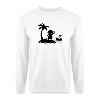 Dachshund on Desert Island – Funny Castaway Dog - Unisex Sweatshirt - white - Front
