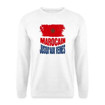 Marocain Jusqu Aux Veines Fierte Maroc Royaume - Sweat-shirt Unisexe - blanc - Devant