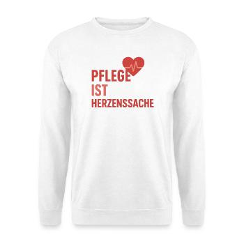 Pflege Herzsache - Unisex Pullover - Weiß - Vorne