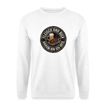 Fleisch Und Bier - Unisex Pullover - Weiß - Vorne