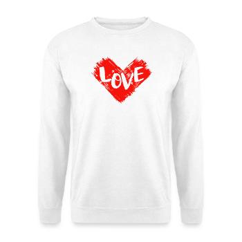 LOVE HEART - Unisex Pullover - Weiß - Vorne - Alina (178cm) & Michal (187cm)