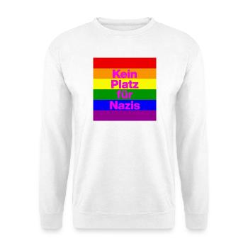 KEIN PLATZ FÜR NAZIS, NIE WIEDER, NO NZS, PINK - Unisex Pullover - Weiß - Vorne