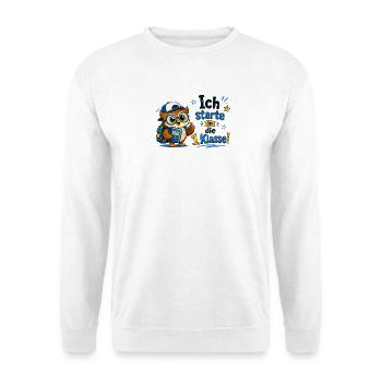 Ich starte in die 1. Klasse Eulen Design - Unisex Pullover - Weiß - Vorne