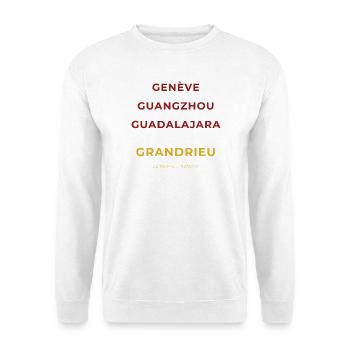 Grandrieu Lozère - Genève - Guangzhou -Guadalajara - Sweat-shirt Unisexe - blanc - Devant