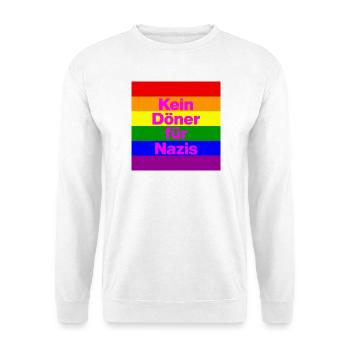 KEIN DÖNER FÜR NAZIS, NIE WIEDER IST JETZT, NO NZS - Unisex Pullover - Weiß - Vorne