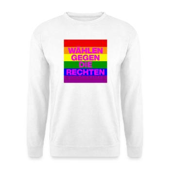 WÄHLEN GEGEN DIE RECHTEN, DEMOKRATIE, NO NZS - Unisex Pullover - Weiß - Vorne