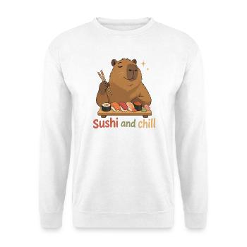 Cabybara Sushi et Chill - Sweat-shirt Unisexe - blanc - Devant