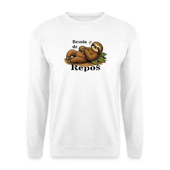 Paresseux Détendu Sur Feuilles - Sweat-shirt Unisexe - blanc - Devant