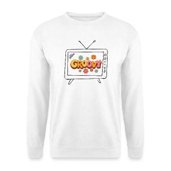 Lettres florales groovy des années 70 en forme de bulle - Sweat-shirt Unisexe - blanc - Devant