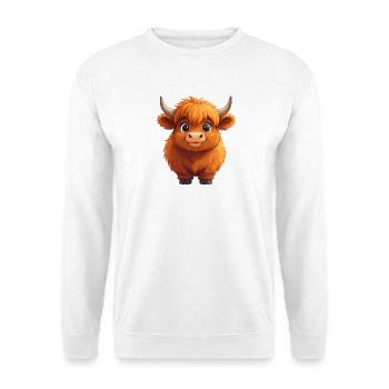 Grinsende Highland-Kuh – Fröhliches Comic-Design - Unisex Pullover - Weiß - Vorne