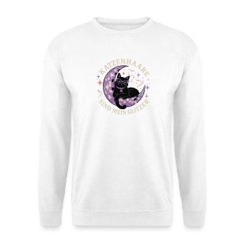 Katzenhaare sind mein Glitzer – Disco Katze - Unisex Pullover - Weiß - Vorne