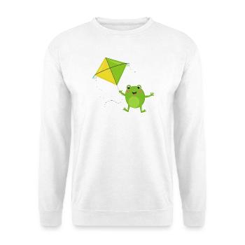 Une grenouille verte fait voler un cerf-volant – Fu - Sweat-shirt Unisexe - blanc - Devant