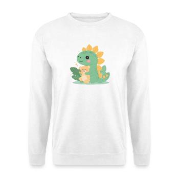 Petit dinosaure de dessin animé avec un ours en peluche – Mignon - Sweat-shirt Unisexe - blanc - Devant