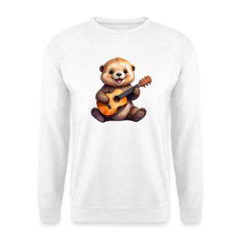 Little cartoon otter playing the guitar – Cool - Unisex Sweatshirt - white - Front