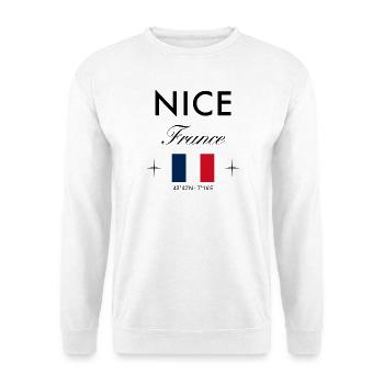 Nizza Frankreich Koordinaten Reise Souvenir - Unisex Pullover - Weiß - Vorne