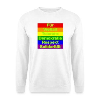 VIELFALT TOLERANZ DEMOKRATIE RESPEKT SOLIDARITÄT - Unisex Pullover - Weiß - Vorne