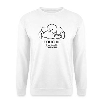Couchie – Emotionally Horizontal | Cozy Mood - Unisex Pullover - Weiß - Vorne