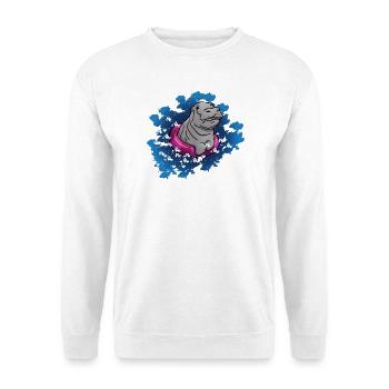Hippo with swimming ring - Unisex Sweatshirt - white - Front