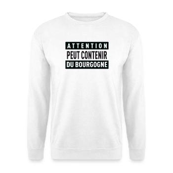 Attention Peut Contenir Du Bourgogne T-Shirt Ca... - Sweat-shirt Unisexe - blanc - Devant