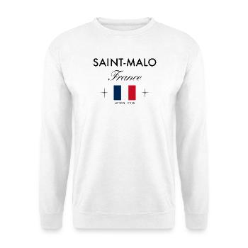 Saint Malo Frankreich Koordinaten Reise Souvenir - Unisex Pullover - Weiß - Vorne