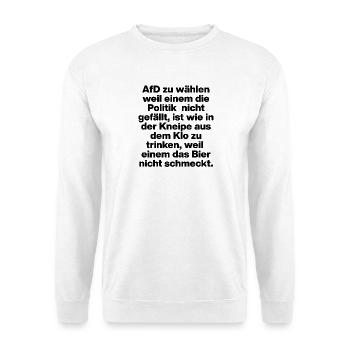 AFD WÄHLEN IST EKELIG, SCHWARZ, NO NZS NO AFD - Unisex Pullover - Weiß - Vorne
