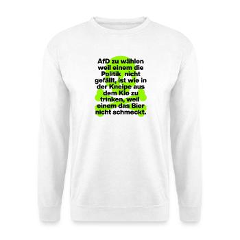 AFD WÄHLEN IST EKELIG, SKULL GRÜN, NO NZS NO AFD - Unisex Pullover - Weiß - Vorne
