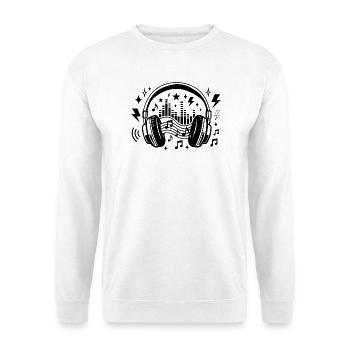 Musique, casques, Ondes sonores graphiques, Amateur de musique - Sweat-shirt Unisexe - blanc - Devant