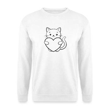 Chat au cœur - Sweat-shirt Unisexe - blanc - Devant