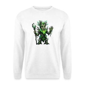 Illustration des grünen Baumgeistes - Unisex Pullover - Weiß - Vorne - Alina (178cm) & Michal (187cm)