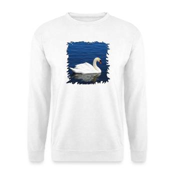 Weißer Schwan auf blauem Wasser - Unisex Pullover - Weiß - Vorne