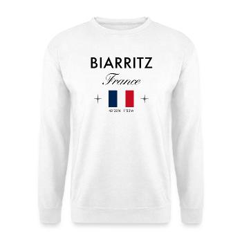 Biarritz Frankreich Koordinaten Reise Souvenir - Unisex Pullover - Weiß - Vorne