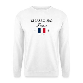 Straßburg Frankreich Koordinaten Reise Souvenir - Unisex Pullover - Weiß - Vorne