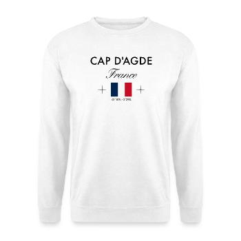 Cap d'Agde Frankreich Koordinaten Reise Souvenir - Unisex Pullover - Weiß - Vorne