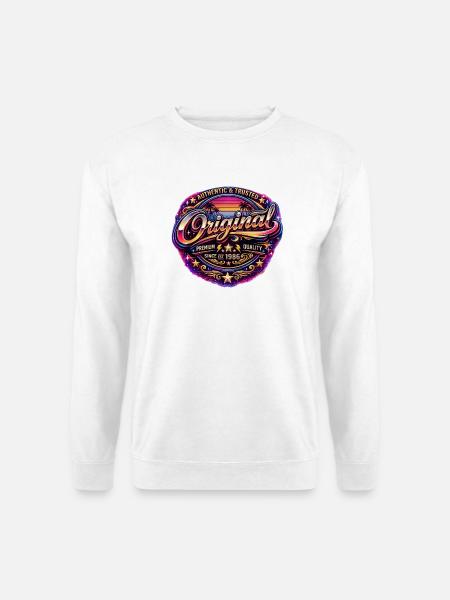 Retro 1980s Neon Synthwave Original 1986 Badge - Unisex Sweatshirt - white