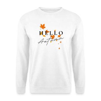 Hello Autumn | Herbst Typografie Shirt - Unisex Pullover - Weiß - Vorne