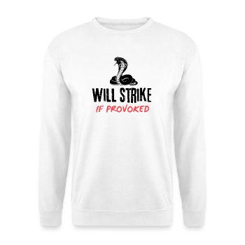 Wenn provoziert: Fette rote Schrift auf Schwarz - Unisex Pullover - Weiß - Vorne