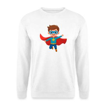 Comic Junge als Superheld – Heldenhaftes Design - Unisex Pullover - Weiß - Vorne