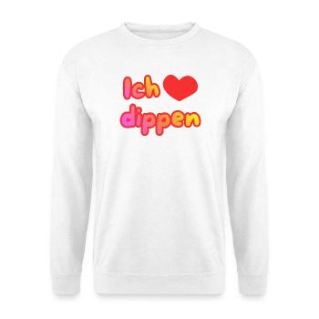 Ich liebe dippen - Unisex Pullover - Weiß - Vorne - Alina (178cm) & Michal (187cm)