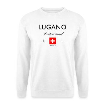 Lugano Schweiz Koordinaten Reise Souvenir - Unisex Pullover - Weiß - Vorne